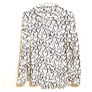 Joules heart pattern long sleeve blouse size 12